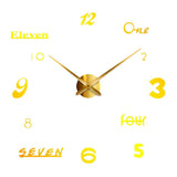 Large Number Acrylic Mirror Wall Clock DIY Sticker Clock 12