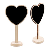 10 Pieces Mini Wooden Blackboard Chalkboard with Round Base Heart Shape