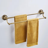 Maxbell 24inch Brass Bathroom Towel Rack with Hooks 2 Bars Towel Holder Hanger