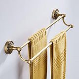 Maxbell 24inch Brass Bathroom Towel Rack with Hooks 2 Bars Towel Holder Hanger