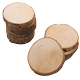 Maxbell 10pcs Unfinished Natural Wood Slices Circles with Tree Bark Wedding Ornament