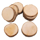 Maxbell 10pcs Unfinished Natural Wood Slices Circles with Tree Bark Wedding Ornament