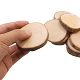 Maxbell 10pcs Unfinished Natural Wood Slices Circles with Tree Bark Wedding Ornament