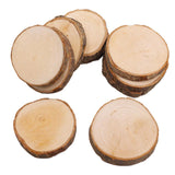 Maxbell 10pcs Unfinished Natural Wood Slices Circles with Tree Bark Wedding Ornament