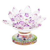 Crystal Glass Lotus Flower Tea Light Candle Holder Gift purple