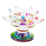Crystal Glass Lotus Flower Tea Light Candle Holder Gift multi-colored