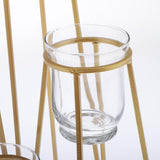 Max 4-Tier Golden Iron Standing Flower Plant Rack with 4 Glass Flower Vases