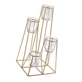 Max 4-Tier Golden Iron Standing Flower Plant Rack with 4 Glass Flower Vases