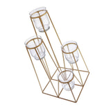 Max 4-Tier Golden Iron Standing Flower Plant Rack with 4 Glass Flower Vases