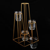 Max 4-Tier Golden Iron Standing Flower Plant Rack with 4 Glass Flower Vases