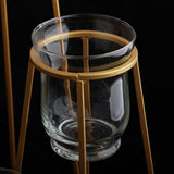Max 4-Tier Golden Iron Standing Flower Plant Rack with 4 Glass Flower Vases