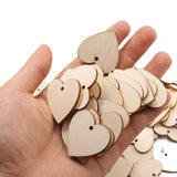 100pcs Unfinished Wooden Heart Slices Cutout Pendant Wedding Decor