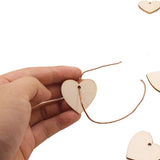 100pcs Unfinished Wooden Heart Slices Cutout Pendant Wedding Decor