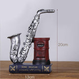 Resin Pen Holder Saxophone Violin Red Pen Holder Silver Saxophone_ 8cm