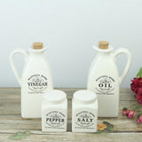 Maxbell 4Pcs White Ceramic Cruet Set for Oil Vinegar Salt Pepper Kitchen Tool Gadget