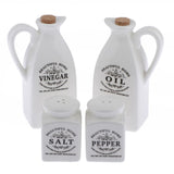 Maxbell 4Pcs White Ceramic Cruet Set for Oil Vinegar Salt Pepper Kitchen Tool Gadget