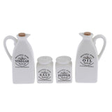 Maxbell 4Pcs White Ceramic Cruet Set for Oil Vinegar Salt Pepper Kitchen Tool Gadget