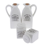 Maxbell 4Pcs White Ceramic Cruet Set for Oil Vinegar Salt Pepper Kitchen Tool Gadget