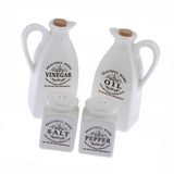 Maxbell 4Pcs White Ceramic Cruet Set for Oil Vinegar Salt Pepper Kitchen Tool Gadget
