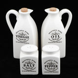 Maxbell 4Pcs White Ceramic Cruet Set for Oil Vinegar Salt Pepper Kitchen Tool Gadget