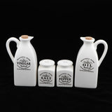 Maxbell 4Pcs White Ceramic Cruet Set for Oil Vinegar Salt Pepper Kitchen Tool Gadget