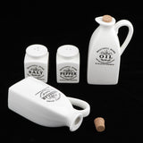 Maxbell 4Pcs White Ceramic Cruet Set for Oil Vinegar Salt Pepper Kitchen Tool Gadget