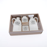 Maxbell 4Pcs White Ceramic Cruet Set for Oil Vinegar Salt Pepper Kitchen Tool Gadget