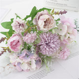 Maxbell 7head Fake Peony Flower Artificial Hand Flower Wedding Decor Light Purple