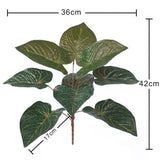 Max 9 Heads Artificial Epipremnum Aureum Devils Ivy Plant Red/Green Back Red Back