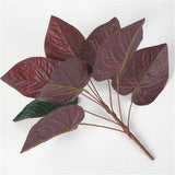 Max 9 Heads Artificial Epipremnum Aureum Devils Ivy Plant Red/Green Back Red Back