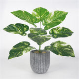 Max 9 Heads Artificial Rohdea japonica Evergreen Plant Green/White Dot White Dot