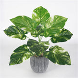Max 9 Heads Artificial Rohdea japonica Evergreen Plant Green/White Dot White Dot
