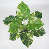 Max 9 Heads Artificial Rohdea japonica Evergreen Plant Green/White Dot White Dot