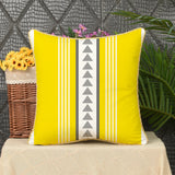 Max Gold Trimmed Square Yellow Falnnel Pillowcase 18"x18" with Zipper Triangles