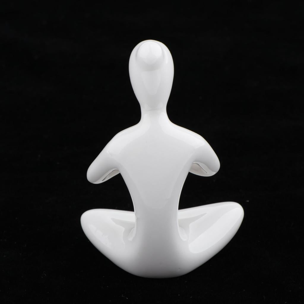 Ceramic Yoga Figure Ornament Statue Sculpture Zen Garden Desk Decor Style-02