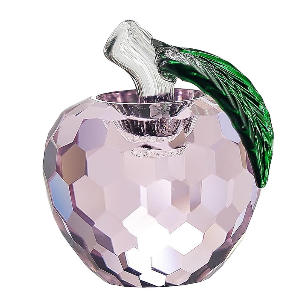 Maxbell  4x5.5cm Colorful Crystal Apple Handcraft Christmas Eve Souvenir Pink