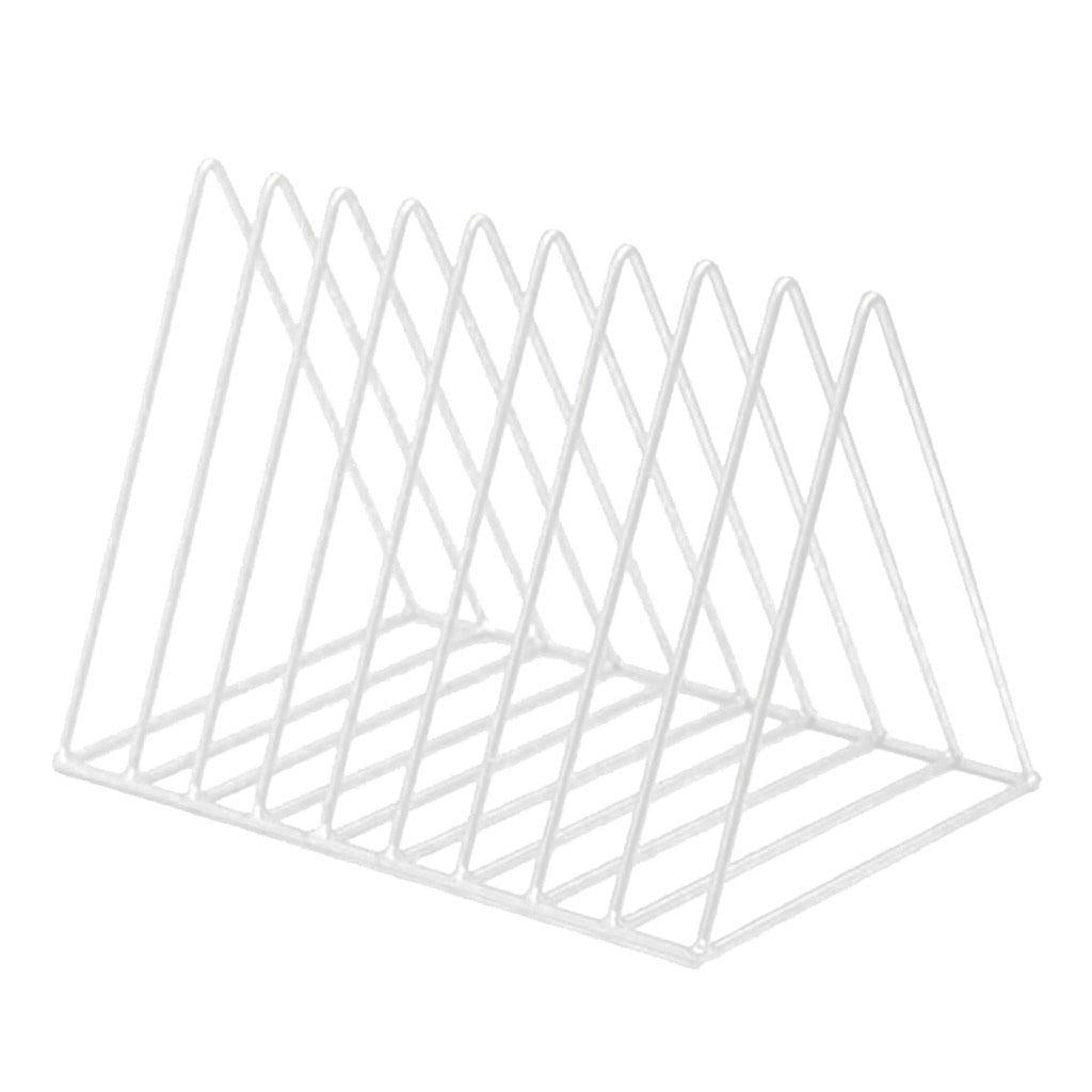 Metal Desktop Storage Book Rack Magazine Newspaper Holder White-L