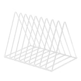 Metal Desktop Storage Book Rack Magazine Newspaper Holder White-L