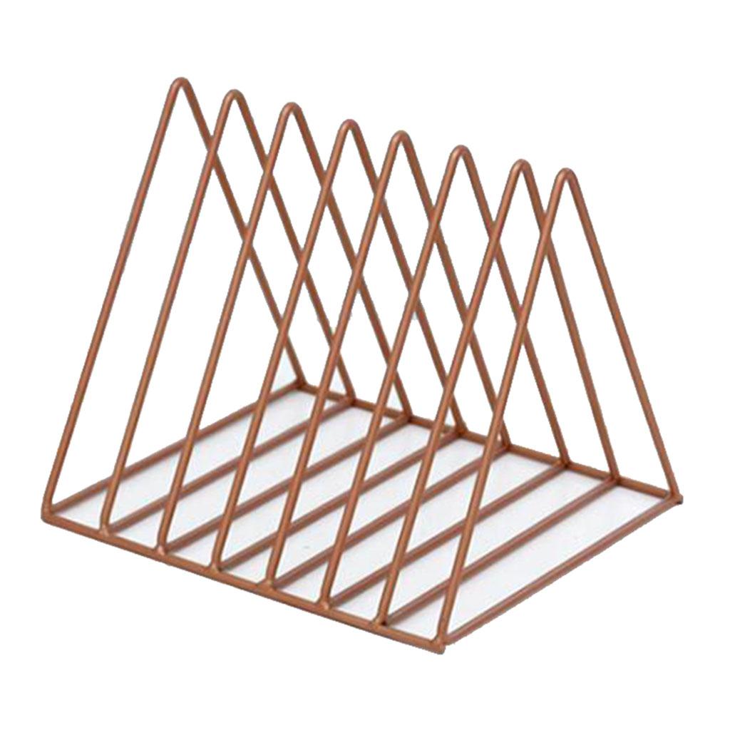 Metal Desktop Storage Book Rack Magazine Newspaper Holder Bronze-S