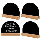 4x Removable Mini Wood Double Sided Blackboard Half-round Message Board+Base