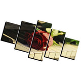Max 5 Panels HD Modern Abstract Paintings Home Decor Piano Rose