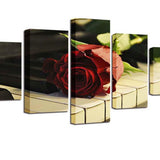 Max 5 Panels HD Modern Abstract Paintings Home Decor Piano Rose