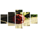 Max 5 Panels HD Modern Abstract Paintings Home Decor Piano Rose