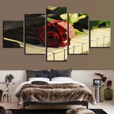 Max 5 Panels HD Modern Abstract Paintings Home Decor Piano Rose