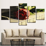 Max 5 Panels HD Modern Abstract Paintings Home Decor Piano Rose