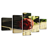 Max 5 Panels HD Modern Abstract Paintings Home Decor Piano Rose