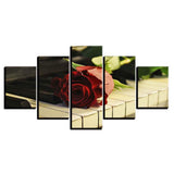 Max 5 Panels HD Modern Abstract Paintings Home Decor Piano Rose