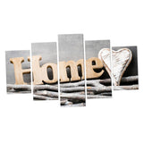 Max 5 Panels HD Modern Abstract Painting Love Heart Home