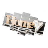 Max 5 Panels HD Modern Abstract Painting Love Heart Home
