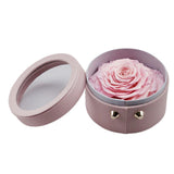 Max Finished Preserved Flower Round Hollow-out Leather Gift Box Pink